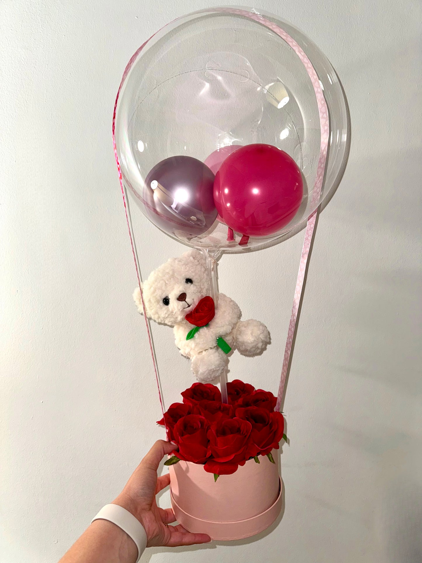 Balloon Arrangement With Teddy Bear