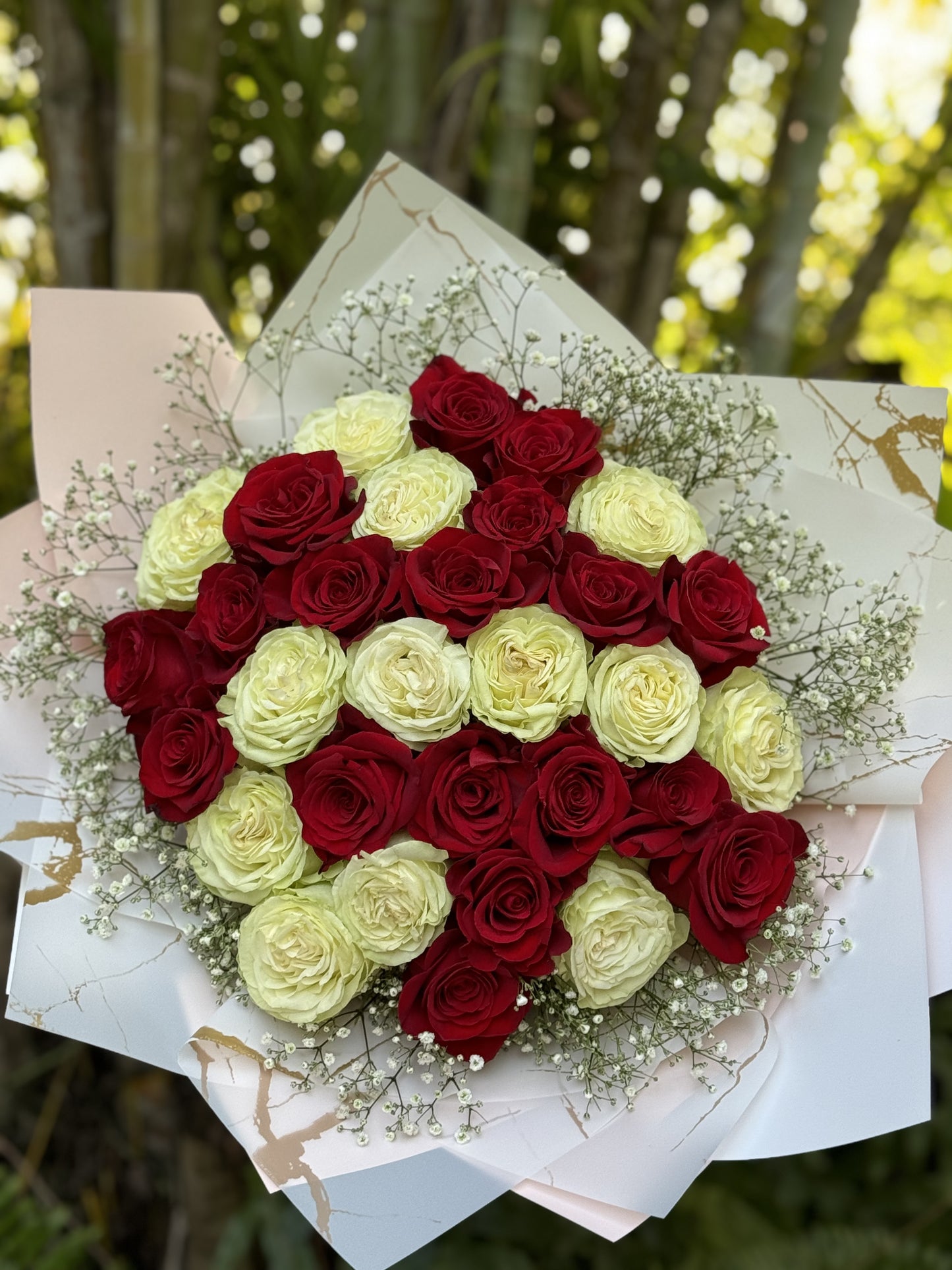 Red & White Rose Bouquet